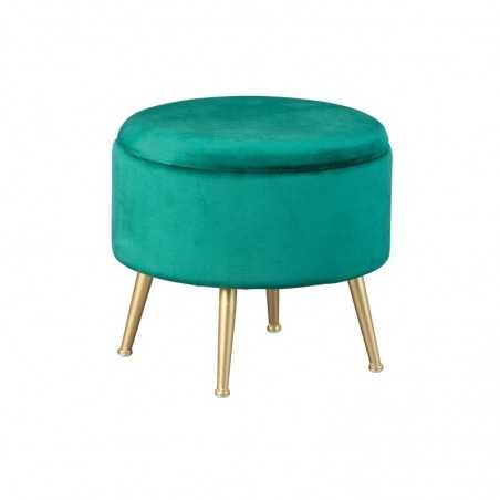 Inter Link pouf with container in green velvet