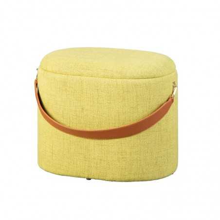 Inter Link pouf with container and handle in yellow-green eco-leather