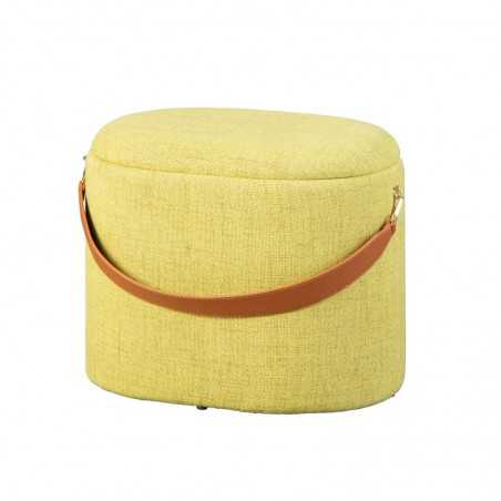 Pouf Inter Link con contenitore e maniglia in ecopelle colore giallo-verde