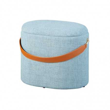 Inter Link pouf with container and handle in gray eco-leather