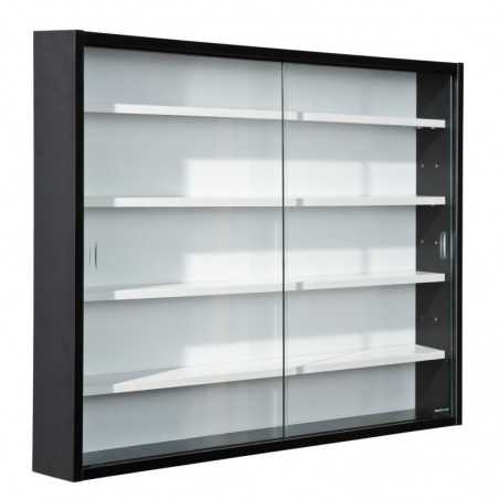 Vitrine de collection Inter Link en stratifié noir/blanc. Taille 80x9,5x60h