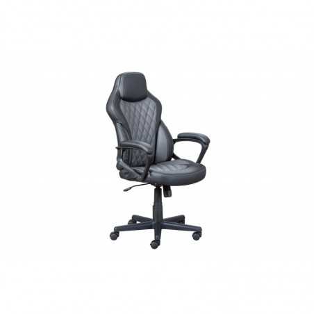 Fauteuil de bureau Inter Link en éco-cuir matelassé noir/gris avec appui-tête et accoudoirs l.62xp65xh.107/117