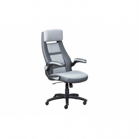 Fauteuil de direction Inter Link en éco-cuir et résille gris clair/foncé