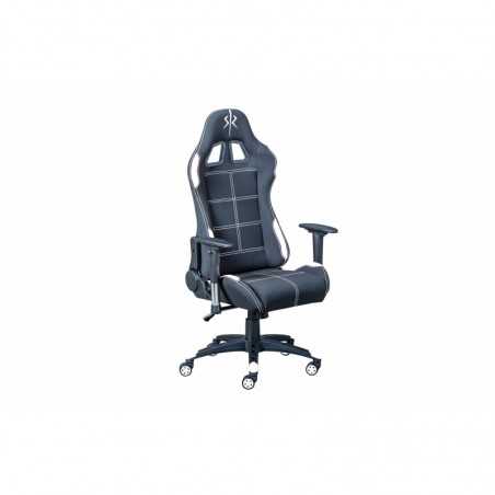 Fauteuil de course de jeu Inter Link en éco-cuir gris/blanc avec accoudoirs réglables