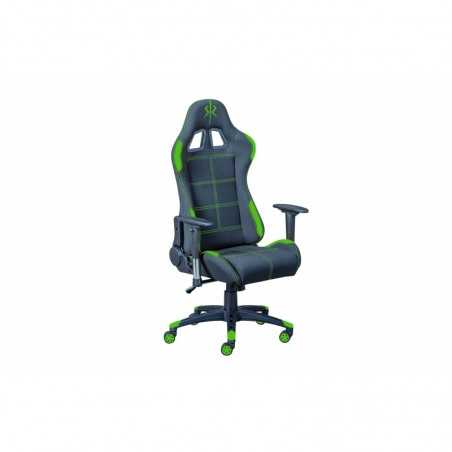 Fauteuil de course de jeu Inter Link en éco-cuir gris/vert avec accoudoirs réglables