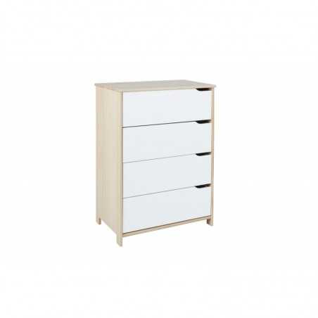 Inter Link cabinet with 4 drawers in solid wood and fronts in milky white mdf