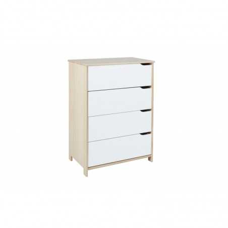 Mobile 4 cassetti Inter Link in legno massello e frontali in mdf bianco latte