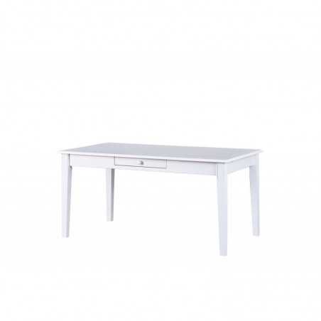 Table Inter Link en pin massif verni blanc avec tiroir