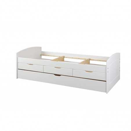 Inter Link double bed + 3 drawers 90x200 in white-stained pine