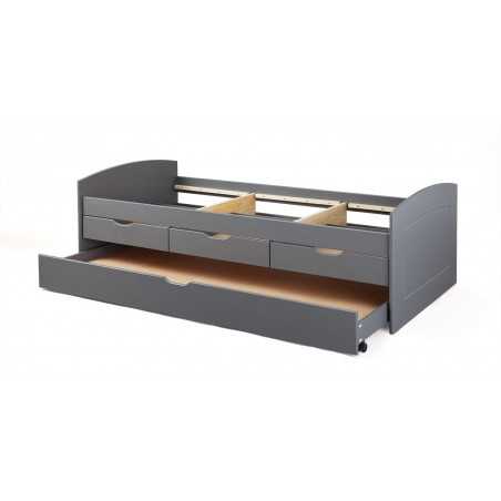 Inter Link double bed + 3 drawers 90x200 in gray stained pine