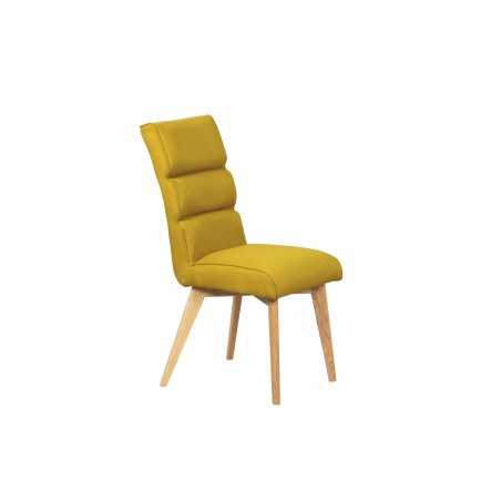 Set of 2 Inter Link modern chairs in curry-colored fabric and wooden legs