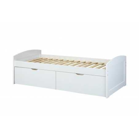 Letto contenitore Inter Link realizzato in legno massello di pino verniciato bianco