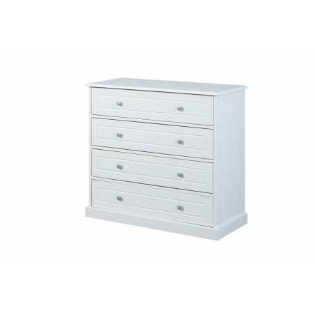 Commode Inter Link 4 tiroirs en pin teinté blanc