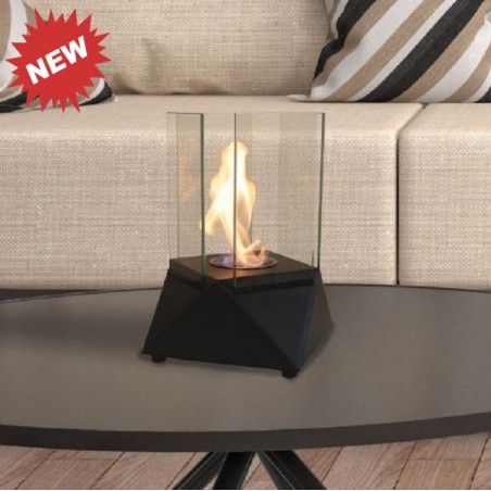 Biocamino da tavolo Oslo Nero 0,8 kW – piccolo, bruciatore in fibra ceramica, certificato EN 16647 – Tecno Air System