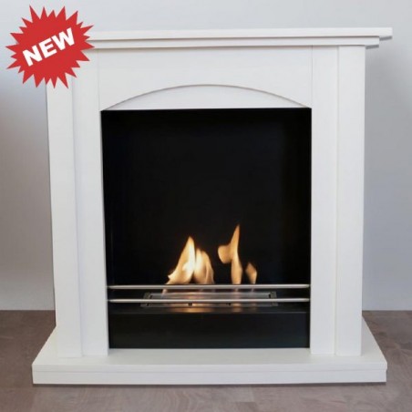 Biocamino pavimento Matera Bianco 2,0 kW – dimensioni compatte 70×70×30 cm, bruciatore 1,0 L – Tecno Air System