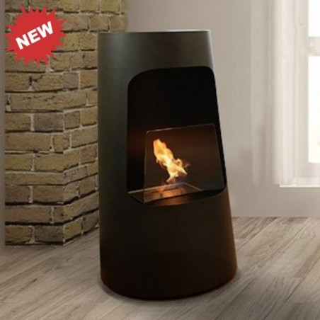 Biocamino pavimento Dubai Nero 2,5 kW – vetro frontale, struttura acciaio, design raffinato – Tecno Air System
