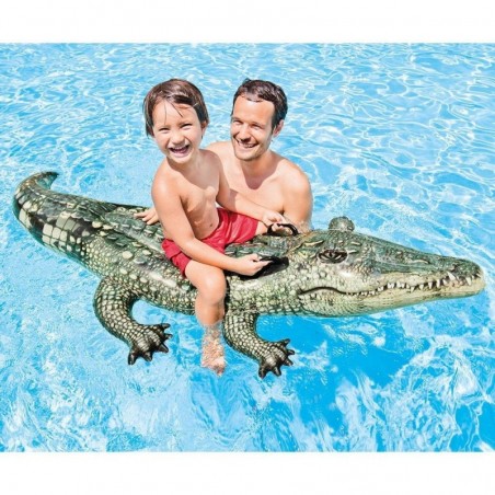 Intex Tapis gonflable à chevaucher pour enfant en forme de crocodile 170 x 86 cm