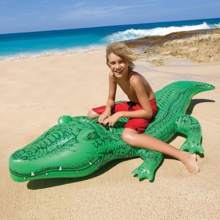 Intex Tapis gonflable à chevaucher pour enfant en forme de crocodile 203 x 114 cm