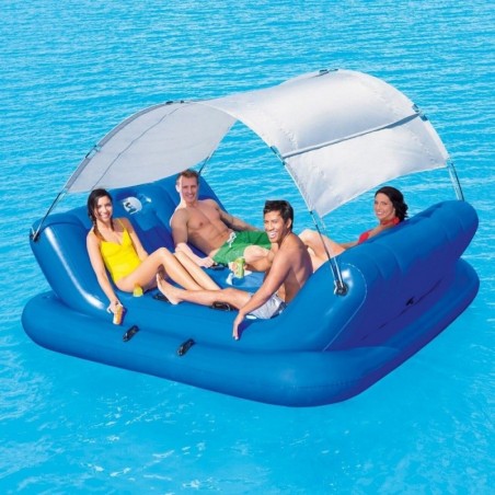 Bestway Inflatable Floating Island Platform with Roof Awning Coolerz Cm 272X196X108