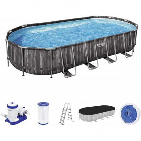 Bestway Above Ground Pool with Oval Structure and Filter Pump 732X366X122Cm 5611T