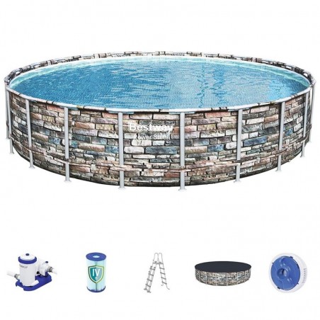 Bestway Round Above Ground Pool with Structure and Filter Pump 671X132H 56889