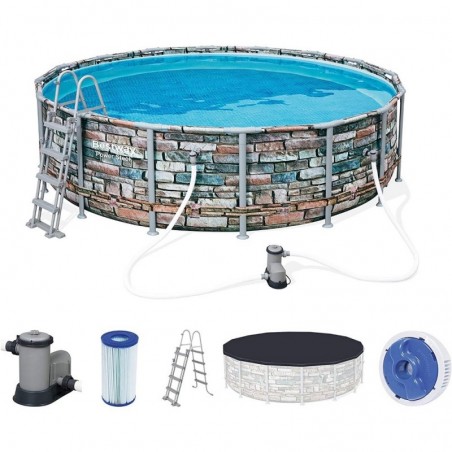 Bestway Round Above Ground Pool with Structure and Filter Pump 488X122H 56966