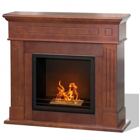 Bioethanol Fireplace Cambridge Floor Biofireplace in Brown Wood 110X37X102H