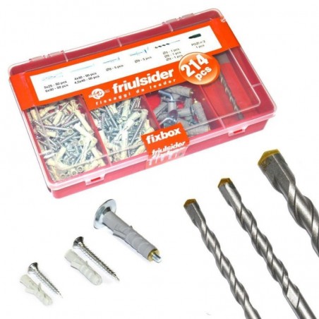Friulsider Set 214Pcs Professional Bits + Dowels Kit with Small Parts Box