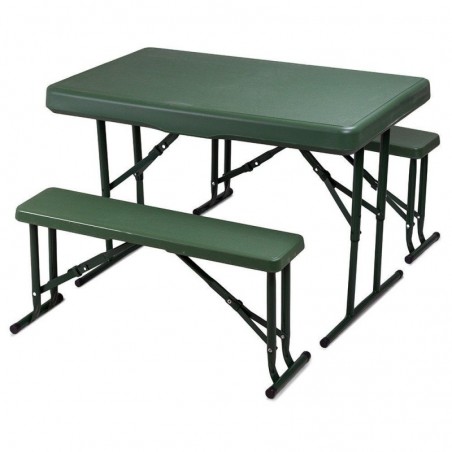 Brewery Set 1 Table + 2 Foldable Foldable Benches in 105 Green Resin