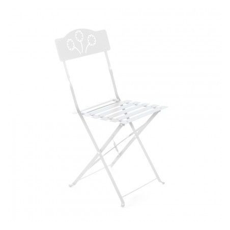 Iron Folding Chair for Outdoor Bistro White 2Pcs
