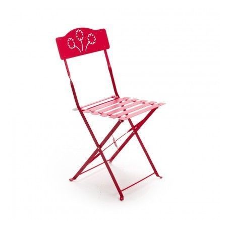 Iron Folding Chair for Outdoor Bistro Red 2Pcs