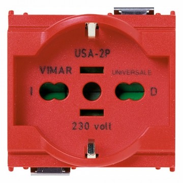 16210.R 2P+E 16A Universal socket Red Idea