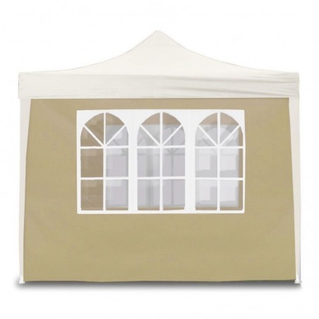 Telo Laterale 3X2M Beige con Finestre per Gazebo Richiudibile 3X3Mt