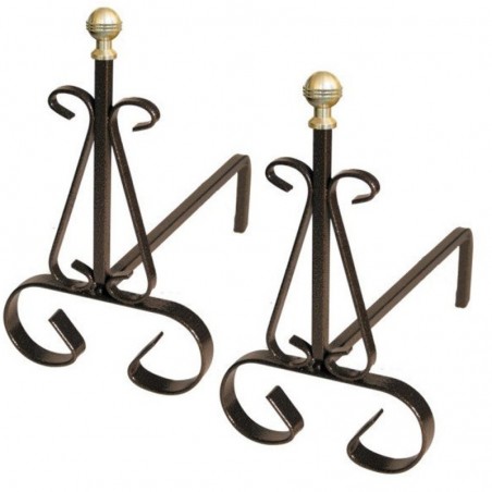 Pair of iron andirons for fireplace 41X15X40H