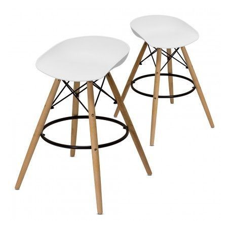 High Design Stool Structure in Wood Resin Seat Alfred White X2 Pcs