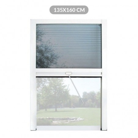 Moustiquaire Plisse en Kit Mélodie Universel Réductible pour Fenêtre Verticale 135X160 Blanc