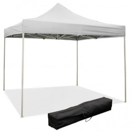 Gazebo Richiudibile Pieghevole 3 X 3 Bianco Ricoperto in Pvc Impermeabile