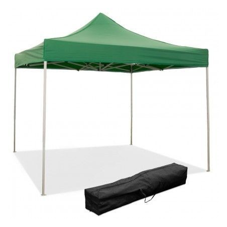 Tonnelle Pliable Refermable 3 X 3 Vert Recouvert en Pvc Imperméable