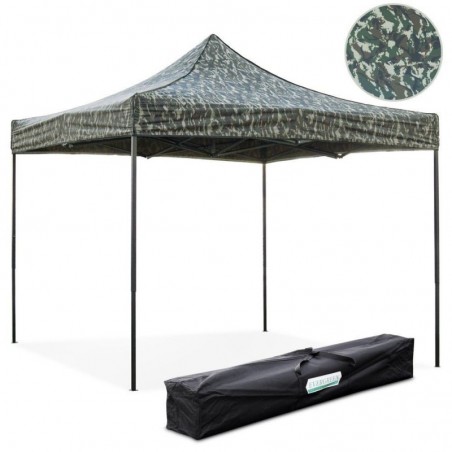 Gazebo Richiudibile Pieghevole 3 X 3 Mimetico Ricoperto in Pvc Impermeabile