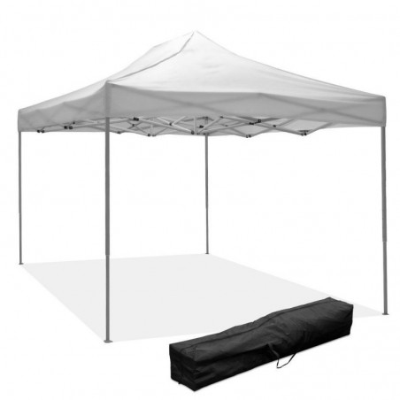 Tonnelle Pliante Refermable 3 X 4,5 Blanc Recouvert en Pvc Imperméable