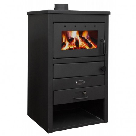 Wood Stove in Steel 11 Kw 130Mc Anthracite with Giorgia Log Compartment