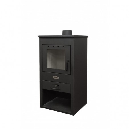 Wood Stove in Steel 9 Kw 100Mc Anthracite with Wood Compartment Marika