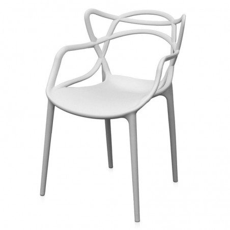 Chair Armchair Design for Indoor Outdoor in White Sveva Resin X4 Pcs