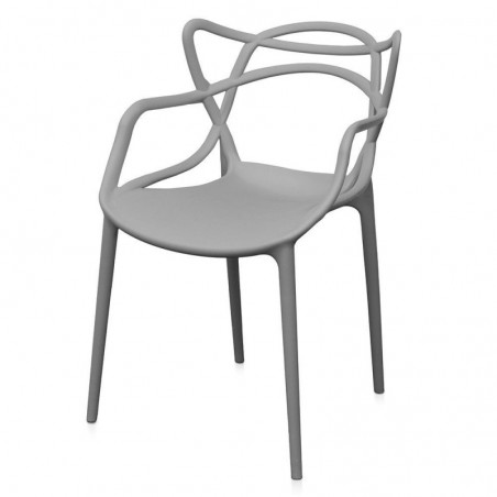 Chair Armchair Design for Indoor Outdoor in Sveva Gray Resin X4 Pcs