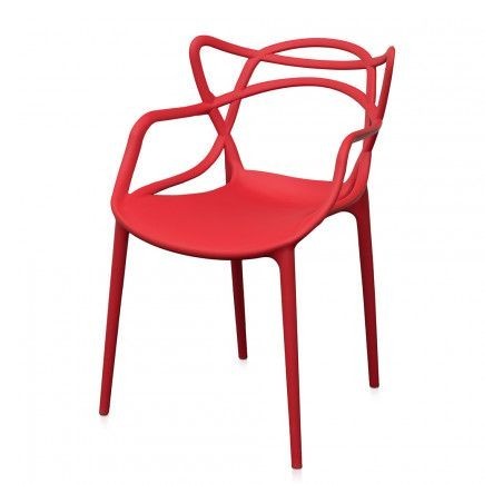 Chair Armchair Design for Indoor Outdoor in Red Sveva Resin X4 Pcs