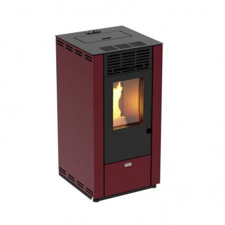 Divine Fire Pellet Stove with Ventilated Air 220M3 - 8.87 Kw Stella 90 Bordeaux Red