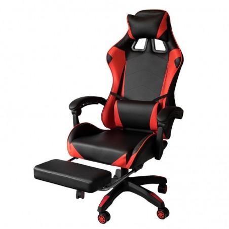 Swivel Reclining Office Gaming Chair with Red Footrest
