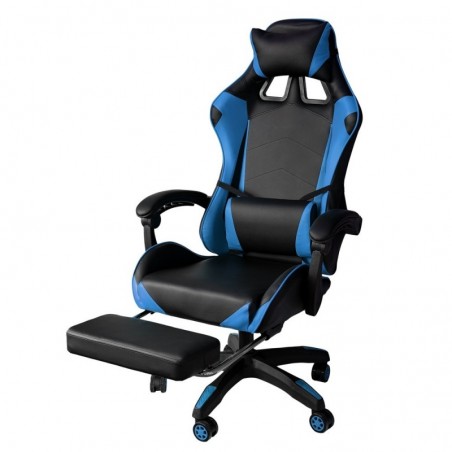 Swivel Reclining Office Gaming Chair with Blue Footrest