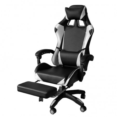 Swivel Reclining Office Gaming Chair with White Footrest