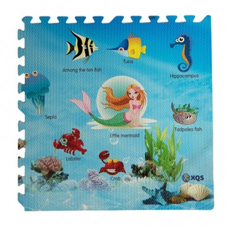 Tapis de tapis de puzzle doux océan 60 x 60 x 0,8 cm pour jeu d'intérieur pour enfants 4 pièces